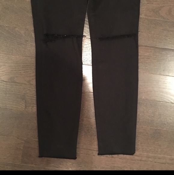 FRAME Le High Skinny Slit Crop Jeans In Black Size 27 - Picture 4 of 14